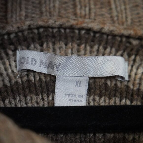 Vintage Old Navy Button Front Long Line Cardigan Lambswool XL Stripe Collar Y2K - Picture 8 of 10